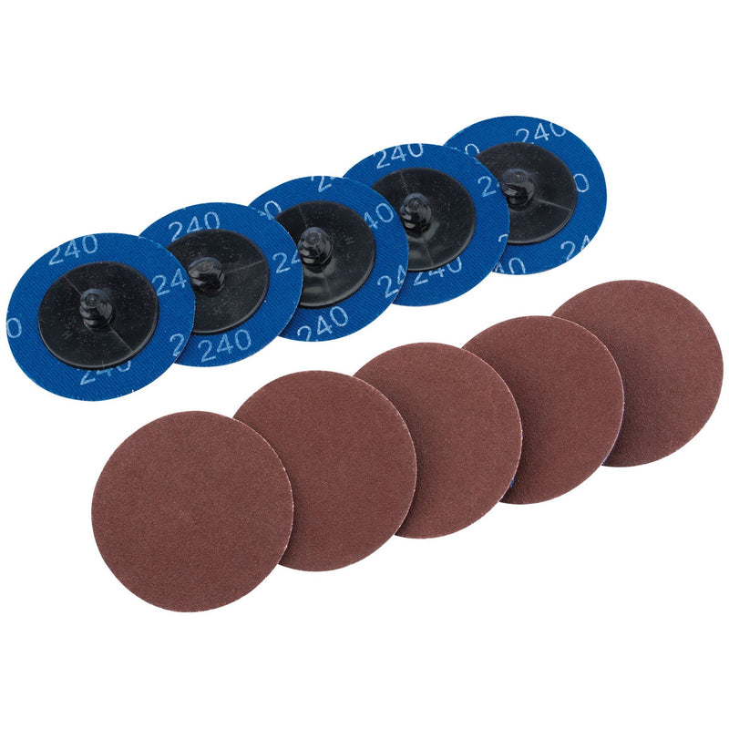Draper Aluminium Oxide Sanding Discs, 50mm, 240 Grit (Pack of 10) 75613 Draper - Dynamic Drive