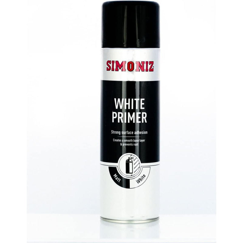 6x Simoniz Large Acrylic White Aerosol Smooth Primer Car Spray Paint 500ml Simoniz - Dynamic Drive