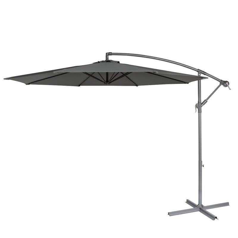 Dellonda Banana Parasol with Cover 3m - Grey DG264 Dellonda - Dynamic Drive