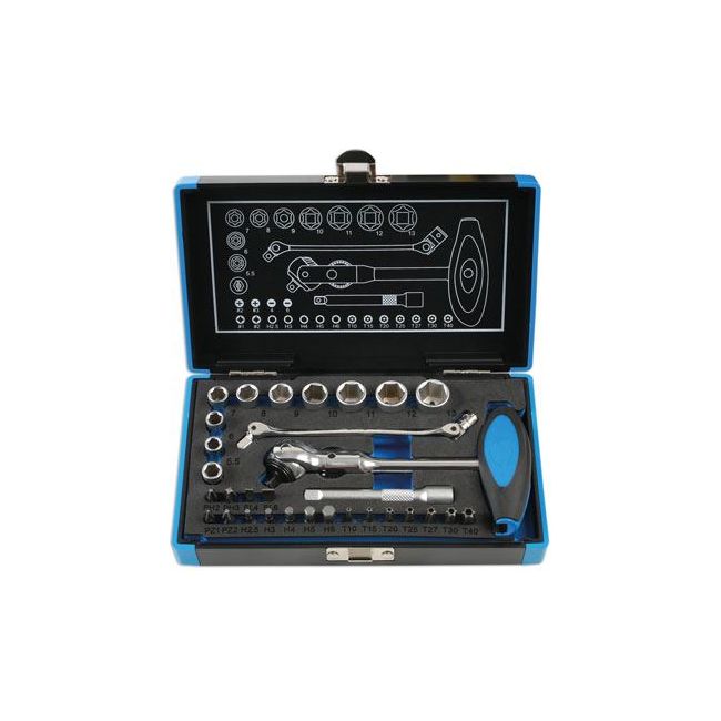 Laser Roto Lock Socket and Bit Set 1/4"D 31pc 6916 Laser - Dynamic Drive