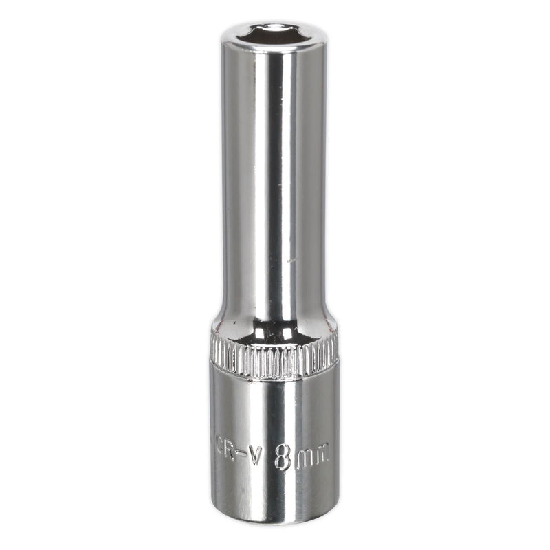 Sealey WallDrive Socket 8mm Deep 3/8"Sq Drive Fully Polished SP3808D Sealey - Dynamic Drive