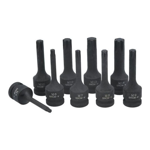 Laser Impact Ribe Socket Bit Set 1/2"D 9pc 7806 Laser - Dynamic Drive