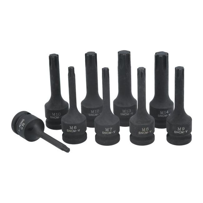 Laser Impact Ribe Socket Bit Set 1/2"D 9pc 7806 Laser - Dynamic Drive