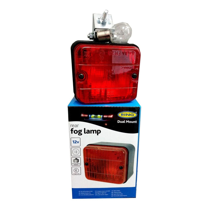 Universal 12v Car/Van/Trailer Approved Square Rear Red Fog Light/Lamp Easy Fit Ring Automotive - Dynamic Drive