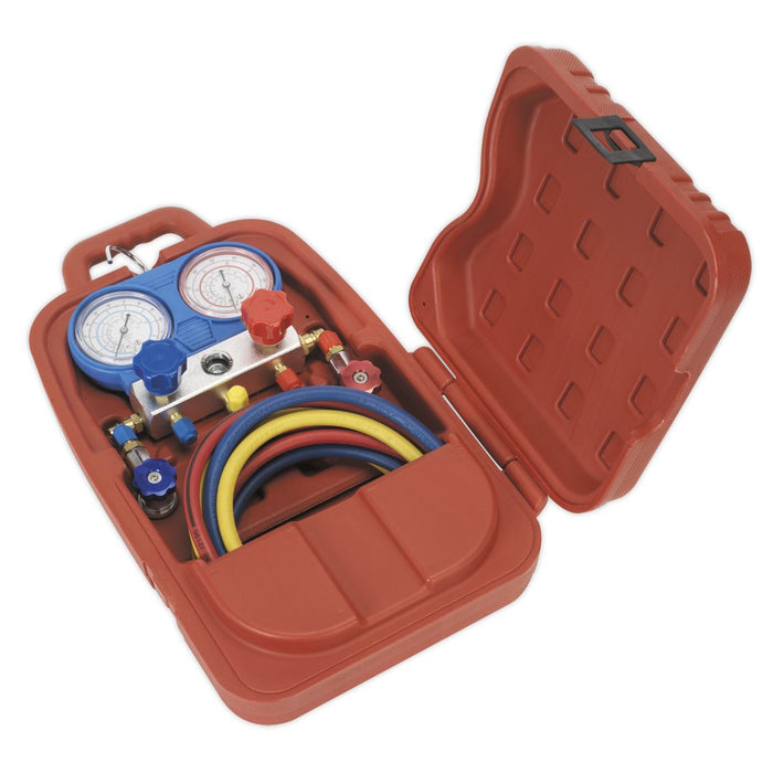 Sealey Air Conditioning System Manifold with Sight Glass VSAC002 Sealey - Dynamic Drive