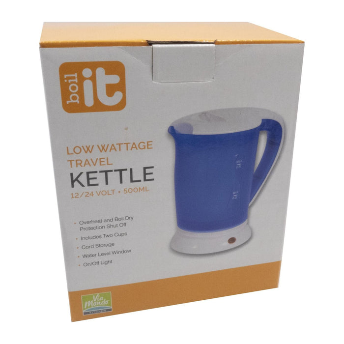 Via Mondo Boil It Compact Travel Kettle 12V / 24V 500ml + 2x Cups Camping  Truck Via Mondo  - Dynamic Drive