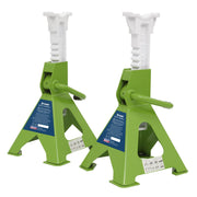 Sealey AXLe Stands (Pair) 3 Tonne Capacity per Stand Ratchet Type Hi-Vis Green Sealey - Dynamic Drive