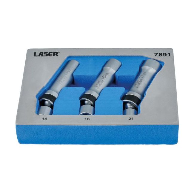 Laser Universal Joint Spark Plug Socket Set 3/8"D 3pc 7891 Laser - Dynamic Drive