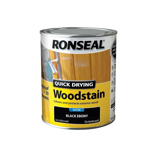 Ronseal Quick Drying Woodstain Satin Ebony 750ml Ronseal - Dynamic Drive