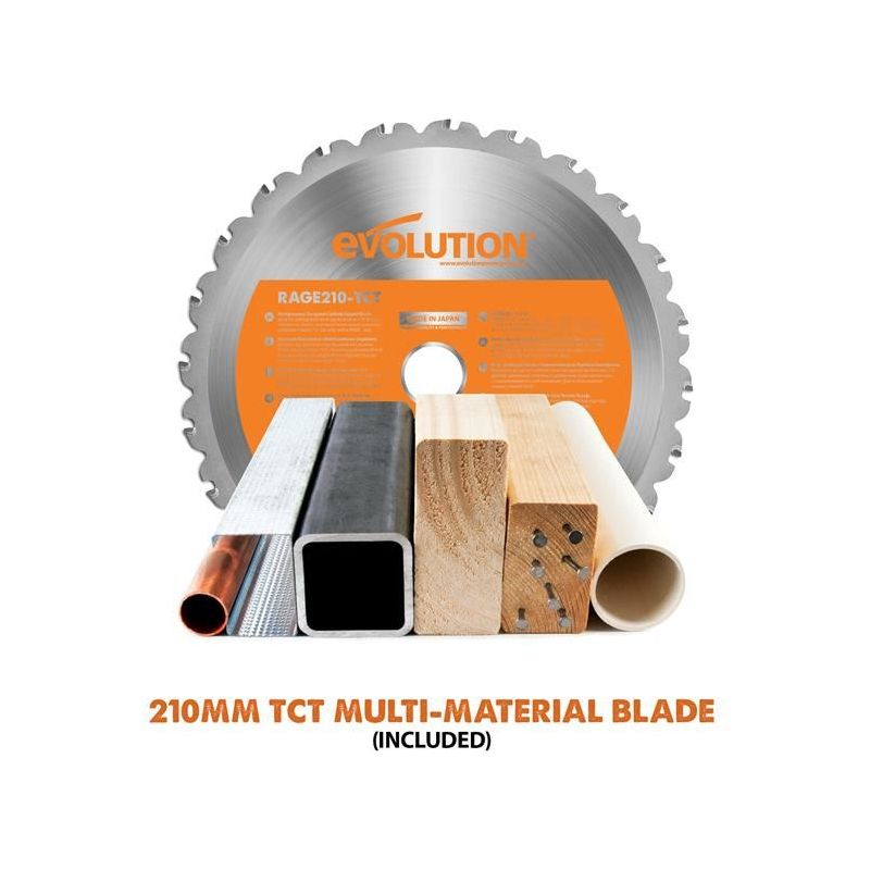 Evolution R210SMS+ Pro Multi-Material Sliding Mitre Saw 210mm 1500W 110V Evolution - Dynamic Drive
