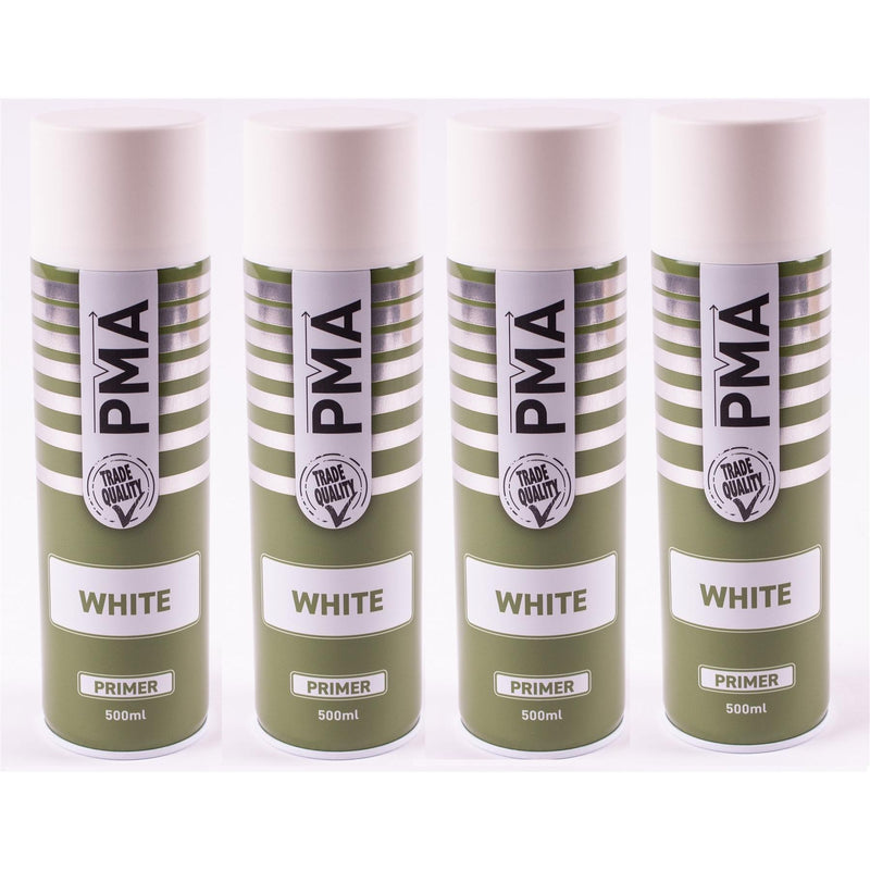 4 x PMA Professional White Primer 500ml Spray Paint High Coverage PMA - Dynamic Drive