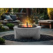 Dellonda Round MgO Fire Pit with BBQ Grill Ø75cm Safety Mesh Screen - Light Grey Dellonda - Dynamic Drive