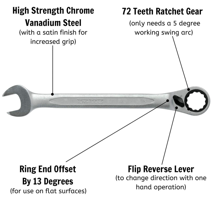 Teng Tools Ratcheting Combination Spanner AF R 3/4" Teng Tools - Dynamic Drive