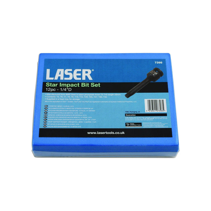 Laser Impact Star Socket Bit Set 1/4"D 12pc 7398 Laser - Dynamic Drive