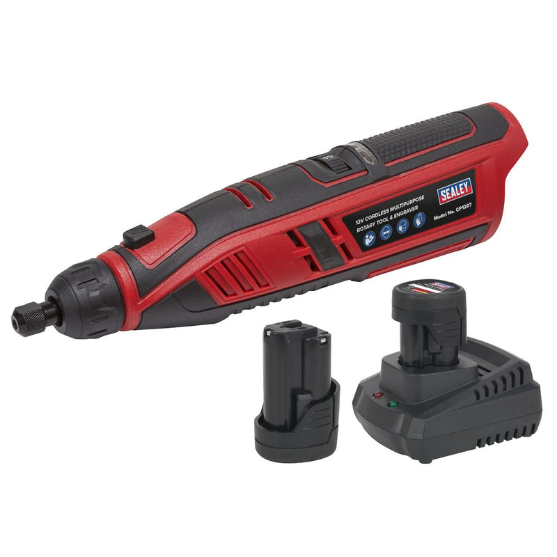 Sealey Cordless Rotary Tool & Engraver Kit 49pc 12V SV12 Series 2 Batteries Sealey - Dynamic Drive