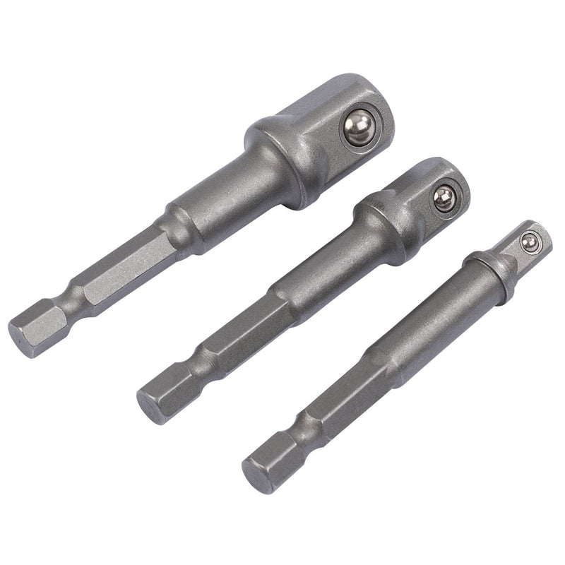 Draper Socket Adaptor Set, 1/4" Hex. x 1/4", 3/8" & 1/2" Sq. Dr. (3 Piece) 00005 Draper - Dynamic Drive