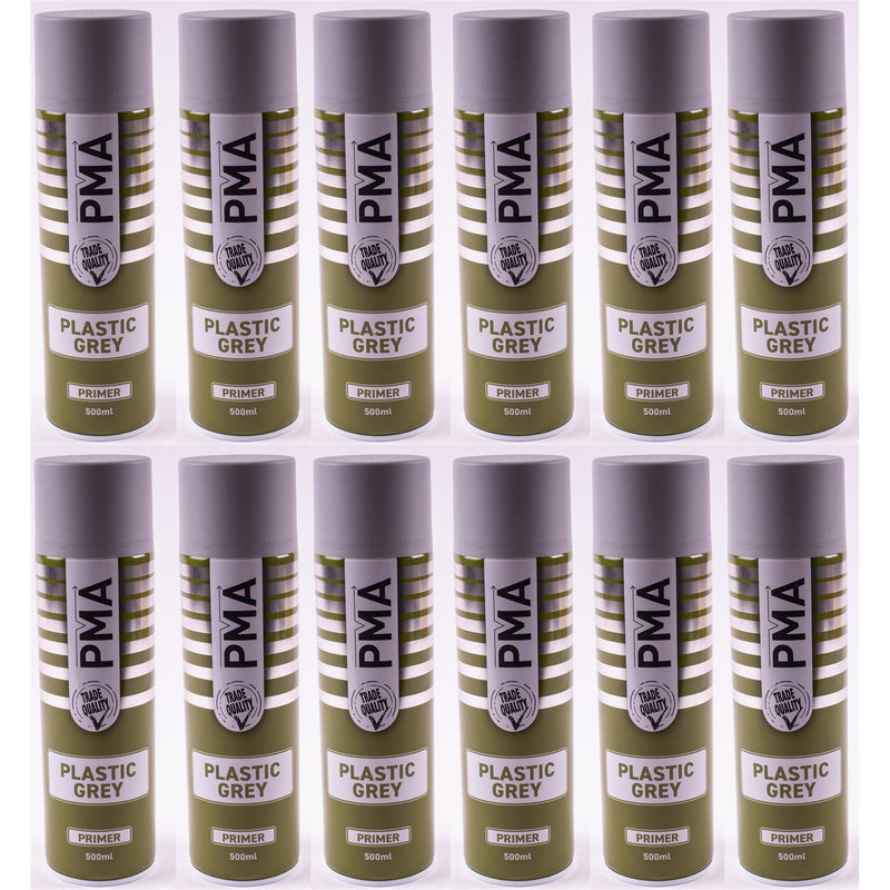 12x Autotek Professional Grey Plastic Primer 500ml Spray High Coverage Town Tools - Dynamic Drive