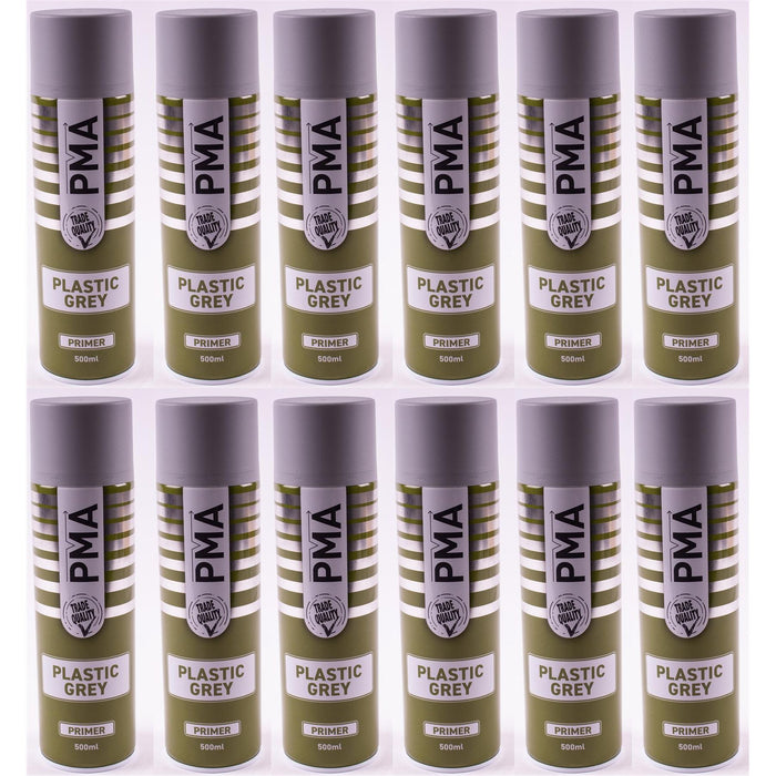 12x Autotek Professional Grey Plastic Primer 500ml Spray High Coverage Town Tools - Dynamic Drive