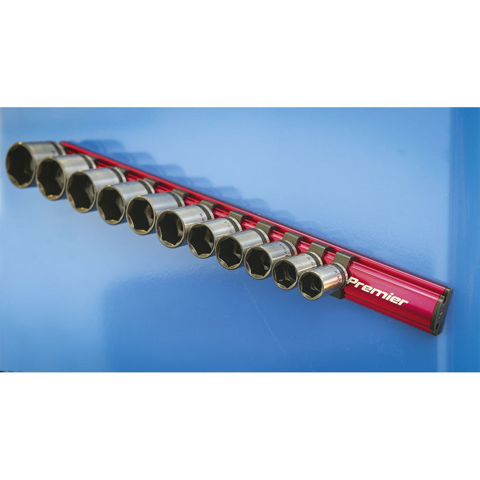 Sealey Socket Retaining Rail Magnetic 3/8"Sq Drive 12 Clips AK27083 Sealey - Dynamic Drive