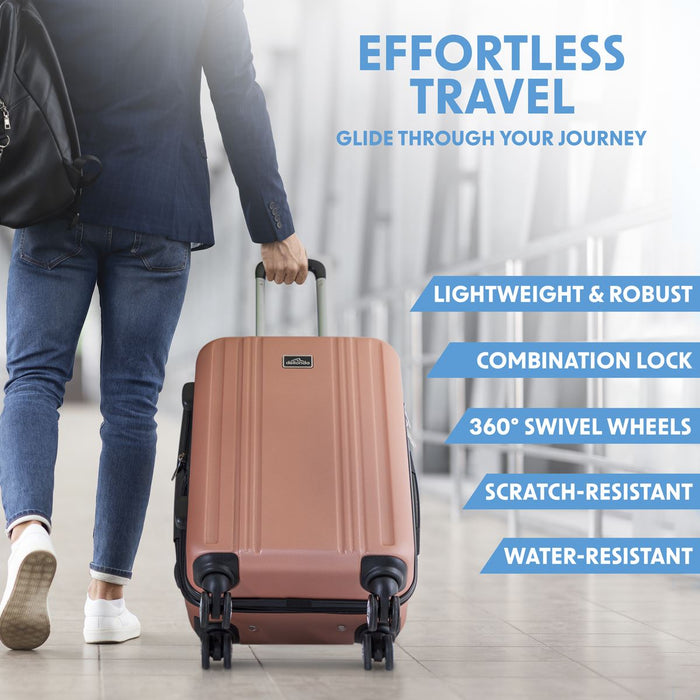 Dellonda 3-Piece Lightweight ABS Luggage Set with TSA Lock  Rose Gold Dellonda  - Dynamic Drive