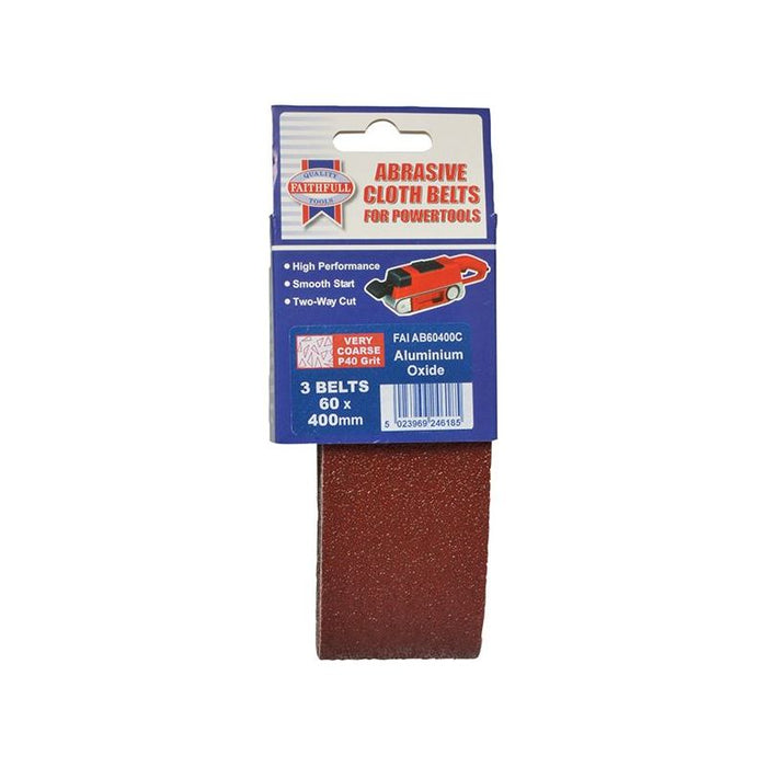 Faithfull Cloth Sanding Belt 400 x 60mm Coarse 60G (Pack 3) Faithfull - Dynamic Drive
