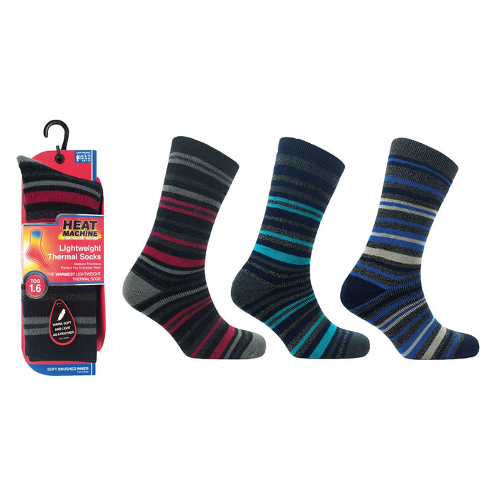 Mens lightweight thermal insulated striped socks (assorted colours) 2741 UK Camping And Leisure - Dynamic Drive
