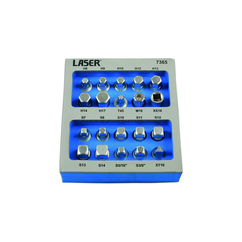Laser Sump Plug Key Set 3/8"D 20pc 7365 Laser - Dynamic Drive