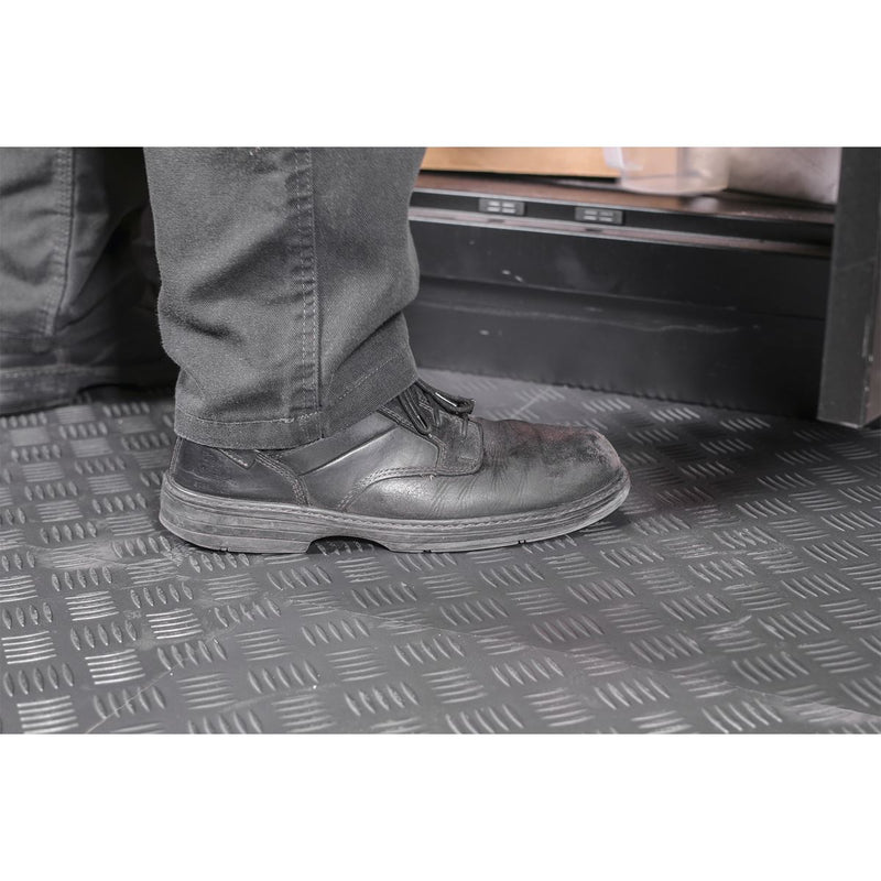 Sealey Vinyl Floor Tile Peel & Stick Backing-Silver Treadplate Pk16 FT1S Sealey  - Dynamic Drive
