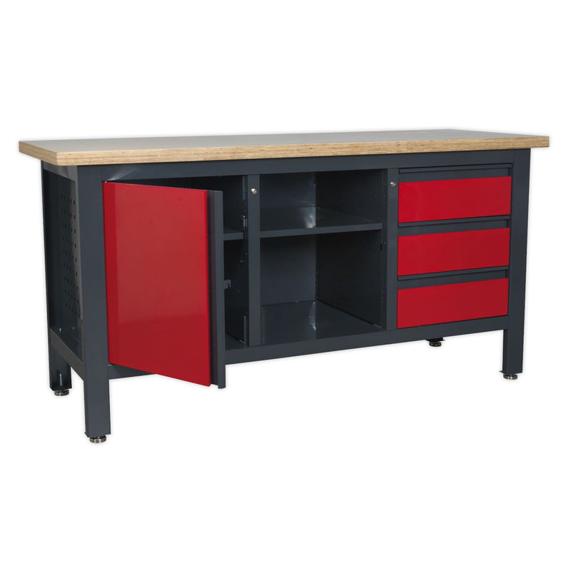 Sealey Workstation with 3 Drawers 1 Cupboard & Open Storage AP1905B Sealey - Dynamic Drive