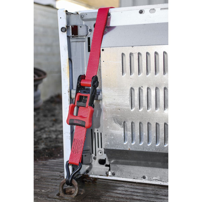 Sealey Ratchet Straps 32mm x 4.9m Polyester Webbing with J-Hooks 1200kg Breaking Sealey - Dynamic Drive