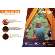Vango Classic Air 300 3 Person Air Tent Camping Vango - Dynamic Drive