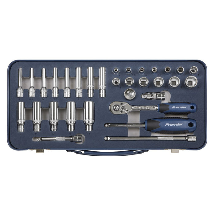 Sealey Premier 32pc 1/4" Drive Lock On Socket Set 4-14mm Ratchet Handle Sealey  - Dynamic Drive
