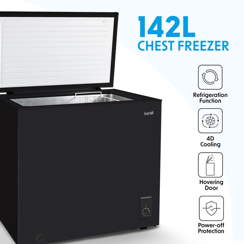 Baridi Freestanding Chest Freezer 142L Capacity - Black DH152 Baridi - Dynamic Drive