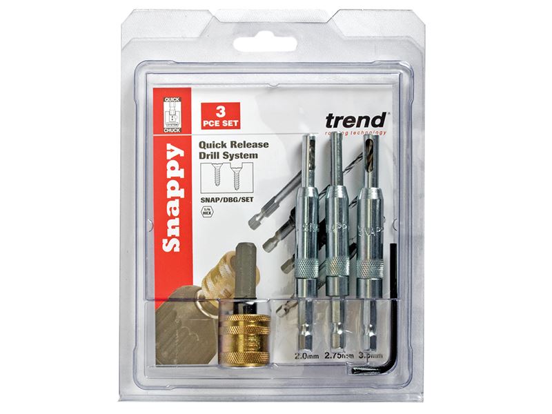 Trend SNAP/DBG/SET Drill Bit Guide Set with Quick Chuck - 5/64in 7/64in & 9/64in Trend - Dynamic Drive