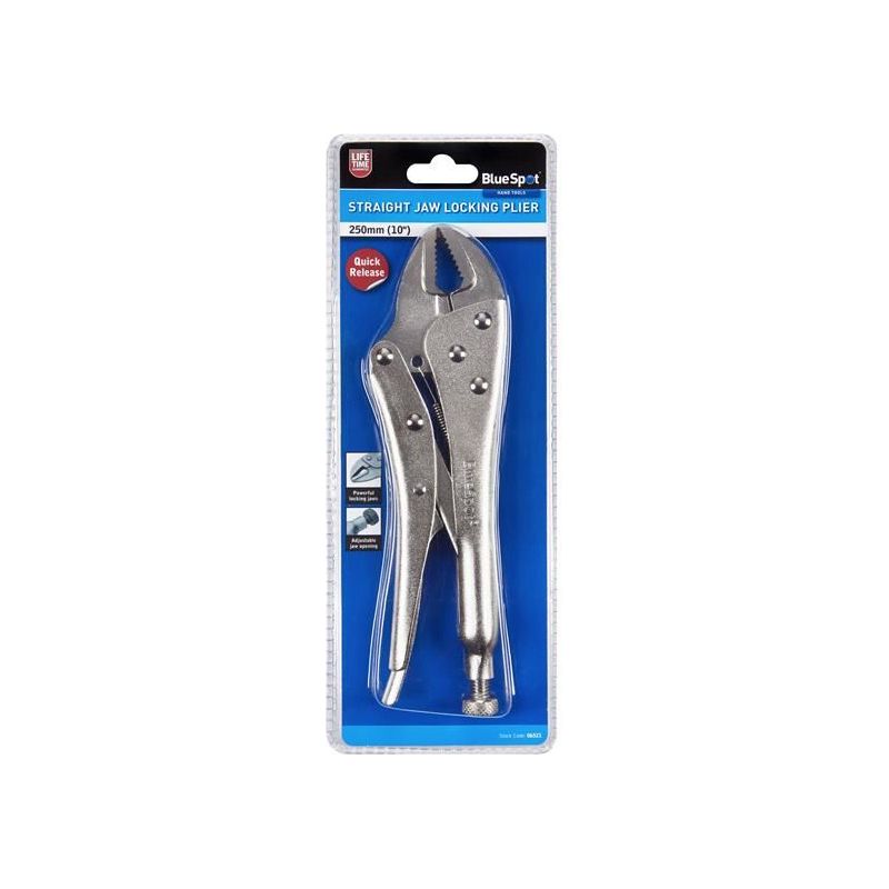Bluespot Tools Quick-Release Straight Jaw Locking Pliers 250mm (10in) BlueSpot Tools - Dynamic Drive