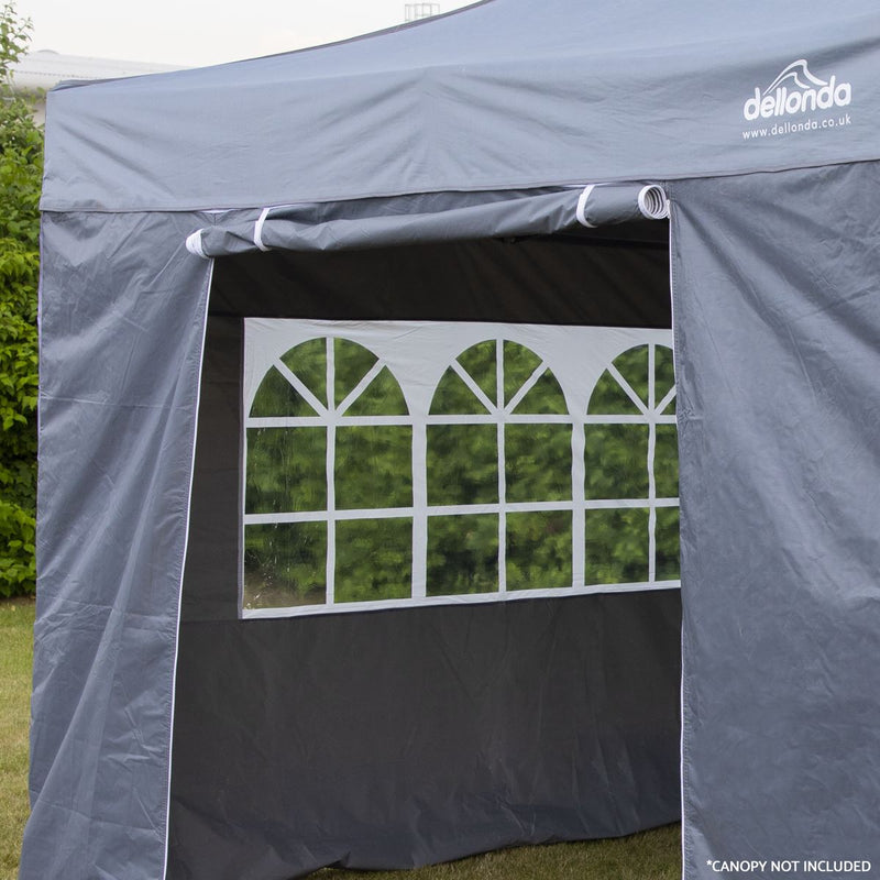 Dellonda Side Walls/Doors/Windows for Gazebo/Marquee Fits 2 x 2m Models - Grey Dellonda - Dynamic Drive