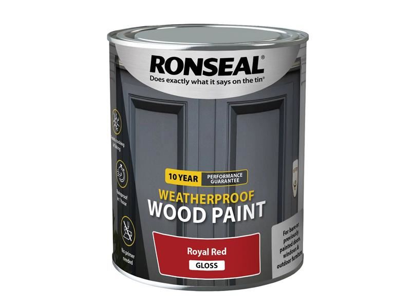 Ronseal 10 Year Weatherproof Wood Paint Royal Red Gloss 750ml Ronseal - Dynamic Drive