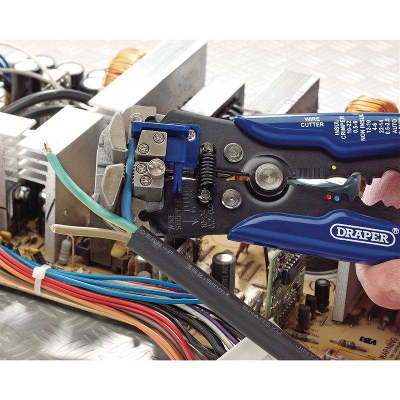 Draper Dual Action Automatic Wire Stripper/Crimper, 210mm 35385 Draper - Dynamic Drive