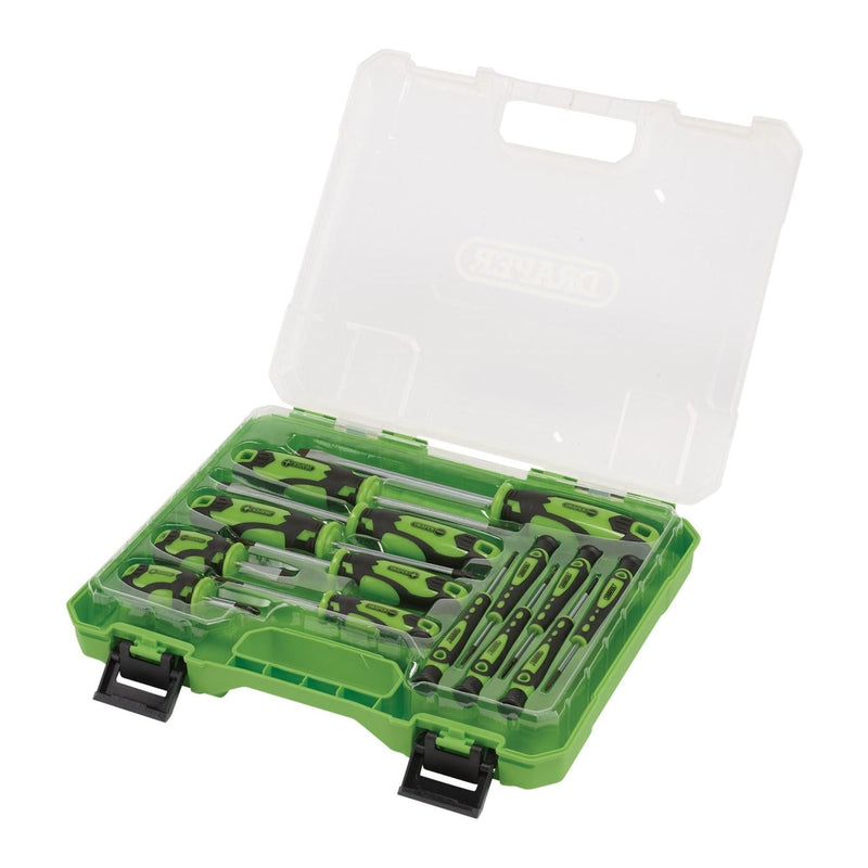 Draper Screwdriver Set with Case, Green (14 Piece) 03987 Draper - Dynamic Drive