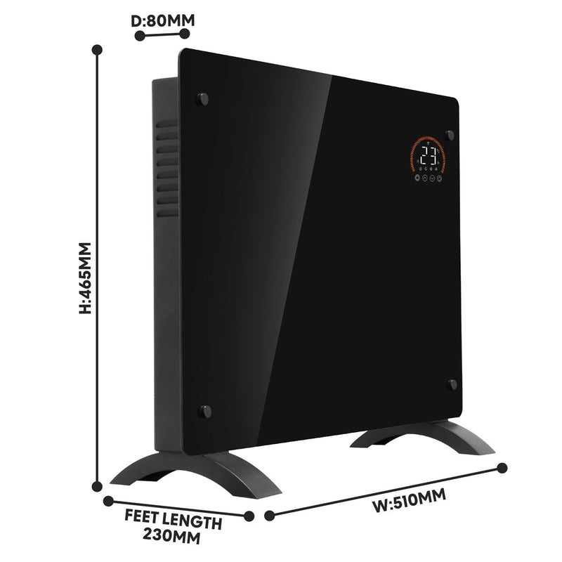 Baridi 1000W Electric Glass Panel Heater with 24/7 Timer, Remote Control & Wi-Fi - Black Baridi  - Dynamic Drive