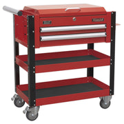 Sealey Heavy-Duty Mobile Tool & Parts Trolley 2 Drawers & Lockable Top Red Sealey - Dynamic Drive