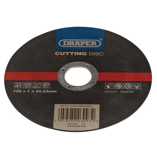 Draper Metal Cutting Disc, 125 x 1 x 22.23mm 94774 Draper - Dynamic Drive