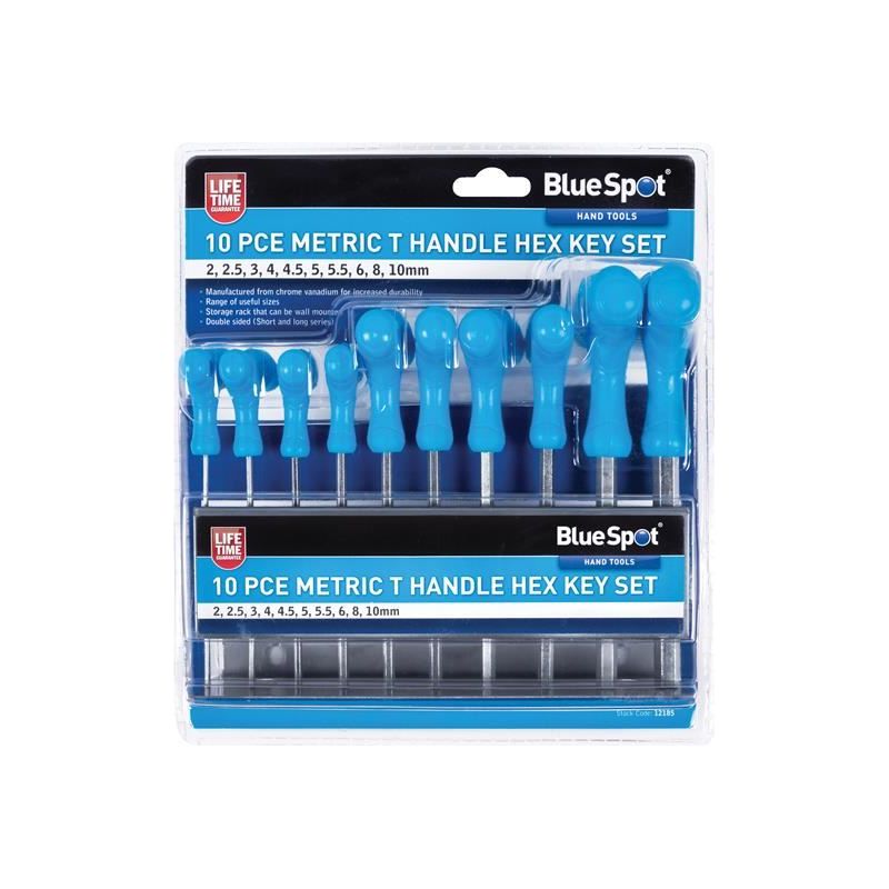 Bluespot Tools Metric T-Handle Hex Key Set, 10 Piece BlueSpot Tools - Dynamic Drive