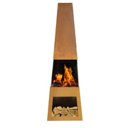 Dellonda Outdoor Chiminea Fireplace Heater Firewood Storage - Corten Steel Dellonda  - Dynamic Drive