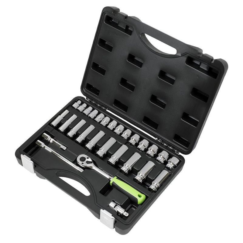 Sealey Socket Set 28pc 3/8"Sq Drive 6pt WallDrive Metric S01236 Sealey - Dynamic Drive