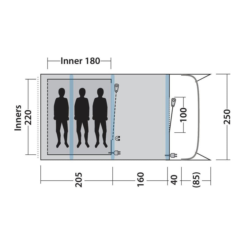 Outwell Sunhill 3 Berth Air Tent Two Room Tunnel Inflatable Tent Outwell - Dynamic Drive