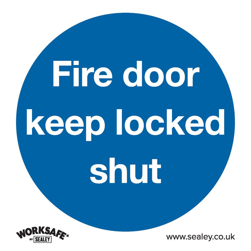 Sealey Mandatory Safety Sign Fire Door Keep Locked Shut Self-Adhesive Vinyl Pack Sealey - Dynamic Drive