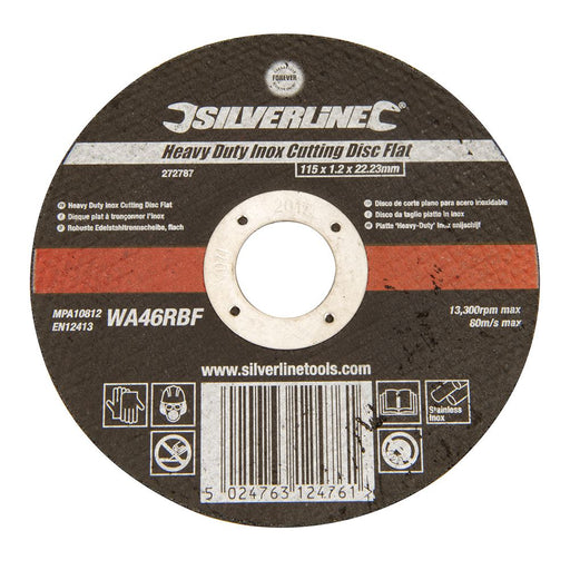 Silverline Heavy Duty Inox Slitting Disc Flat 115 x 1.2 x 22.23mm Silverline - Dynamic Drive