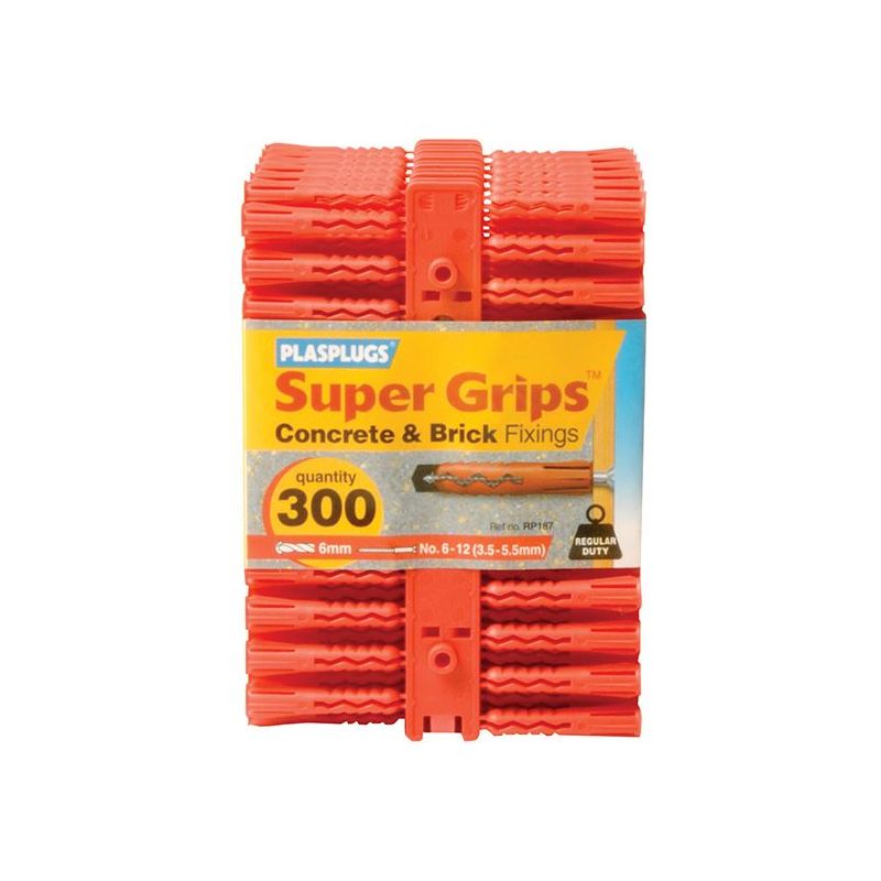 Plasplugs RP 187 Solid Wall Super Grips™ Fixings Red (300) Plasplugs - Dynamic Drive