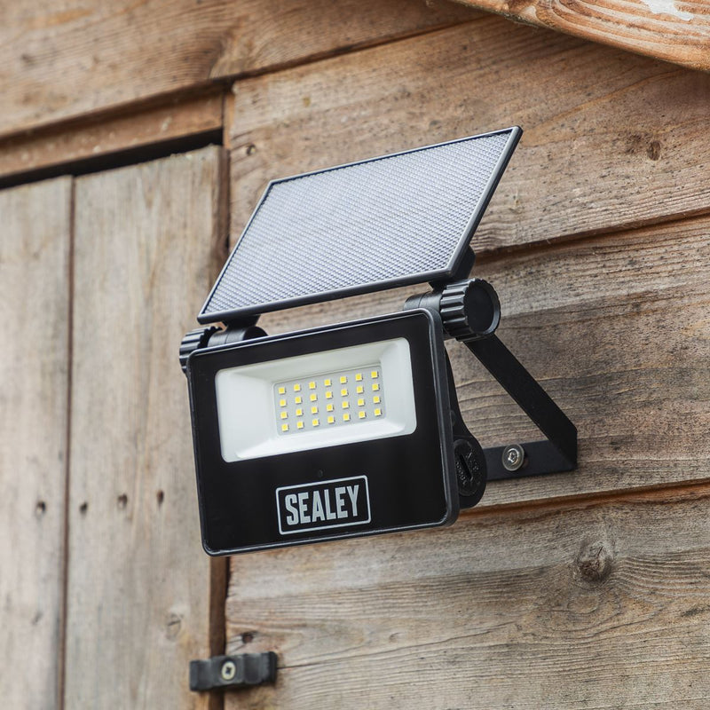 Sealey Extra-Slim Solar Floodlight with Wall Bracket 20W SMD LED LED20S Sealey - Dynamic Drive